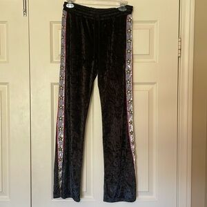 Velour Wide Leg Pants with Star Side details size S